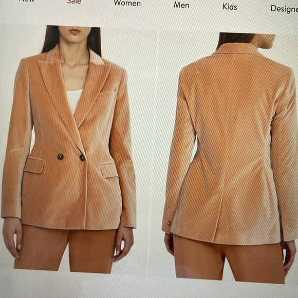 Reiss Aubrie double breasted velvet jacket/blazer, in peach/pink color - Picture 17 of 17